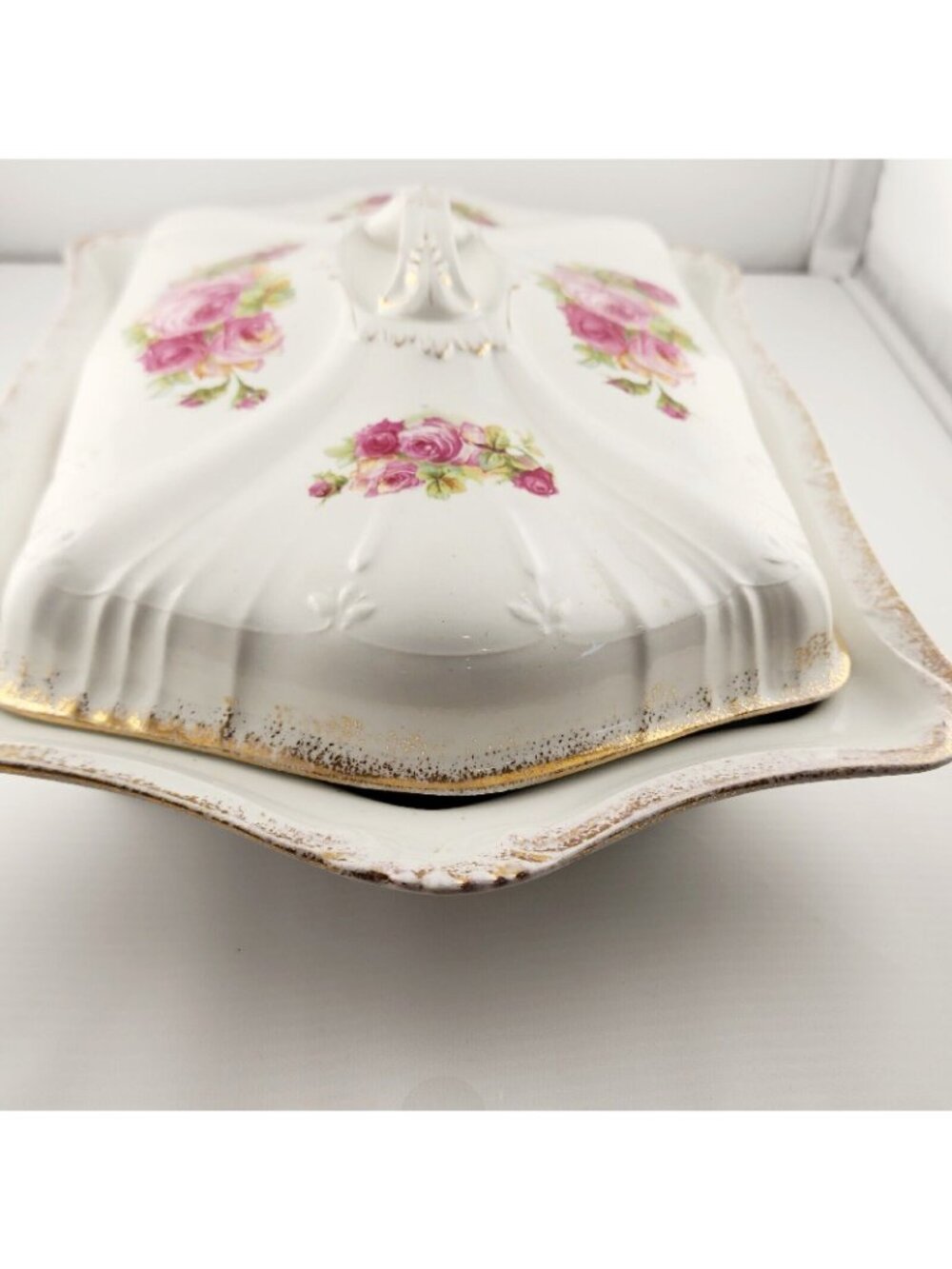 1920s Floral Porcelain Covered Meat Dish Antique Franz Anton Mehlem Bonn German - Picture 13 of 16